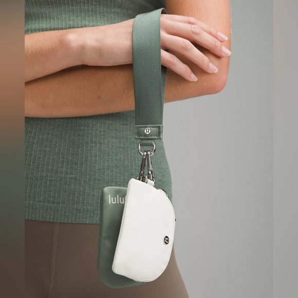Lululemon Dual Pouch Wristlet- Grey Eucalyptus/Bone - Picture 5 of 8
